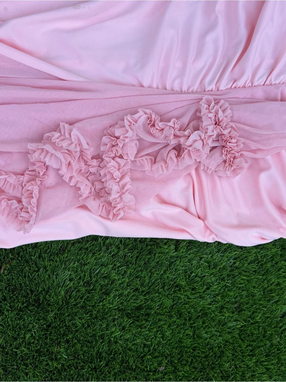 Pink Ruffle Cutout Maxi Dress - Picture 7 of 9